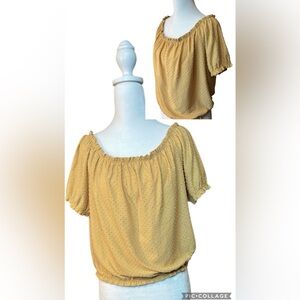 Persaya Cropped Short Sleeve Off Shoulder Ruffle Blouse Cinch Waist Women’s XL